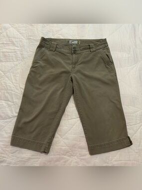 VTG Y2K Old Navy Capri Pants Low Rise Womens 12 Green Utility Crop Clam Diggers
